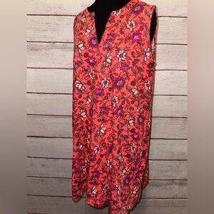 Lands End Floral Sleeveless Dress Large  Summer Office Church Lightweight Casual